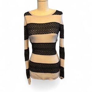 Express Striped Black and Cream Sweater